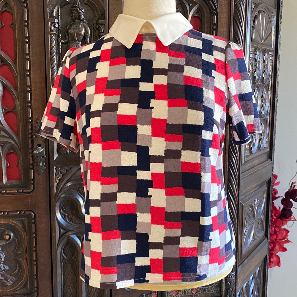 Miss Patina removable Peter Pan collar 60s vintage inspired top blouse L